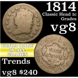 1814 Classic Head Large Cent 1c Grades vg, very good