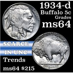 1934-d Buffalo Nickel 5c Grades Choice Unc