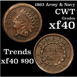 1863 Army & Navy Civil War Token 1c Grades xf