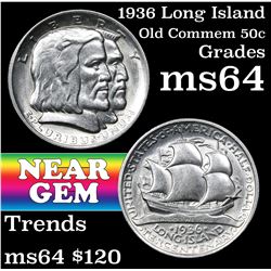 1936 Long Island Old Commem Half Dollar 50c Grades Choice Unc