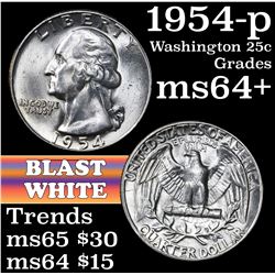 1954-p Washington Quarter 25c Grades Choice+ Unc