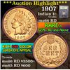 Image 1 : ***Auction Highlight*** 1907 Indian Cent 1c Graded GEM+ Unc RD by USCG (fc)