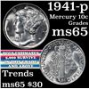 Image 1 : 1941-p Mercury Dime 10c Grades GEM Unc