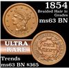 Image 1 : 1854 Braided Hair Large Cent 1c Grades Select Unc BN