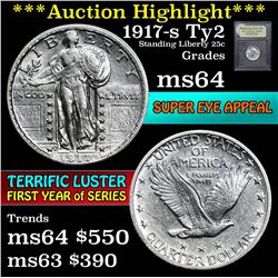 ***Auction Highlight*** 1917-s Ty2 Standing Liberty Quarter 25c Graded Choice Unc By USCG (fc)