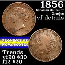 1856 Canadian Halfpenny 1/2c Grades vf details