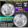 Image 1 : ***Auction Highlight*** 1891-p Morgan Dollar $1 Graded Choice Unc By USCG (fc)