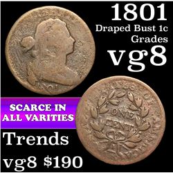 1801 Draped Bust Large Cent 1c Grades vg, very good