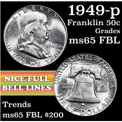 1949-p Franklin Half Dollar 50c Grades GEM FBL
