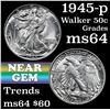 Image 1 : 1945-p Walking Liberty Half Dollar 50c Grades Choice Unc