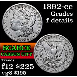1892-cc Morgan Dollar $1 Grades f details