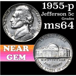 1955-p Jefferson Nickel 5c Grades Choice Unc