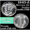 Image 1 : 1943-d Mercury Dime 10c Grades GEM+ FSB