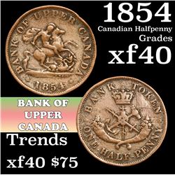 1854 Canadian Halfpenny 1/2c Grades xf