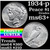 Image 1 : 1934-p Peace Dollar $1 Grades Select+ Unc