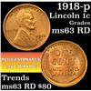 Image 1 : 1918-p Lincoln Cent 1c Grades Select Unc RD