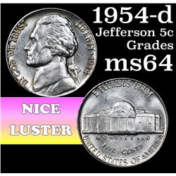 1954-d Jefferson Nickel 5c Grades Choice Unc
