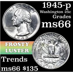 1945-p Washington Quarter 25c Grades GEM+ Unc