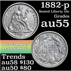 1882-p Seated Liberty Dime 10c Grades Choice AU
