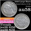 Image 1 : 1838 Large Stars Seated Liberty Half Dime 1/2 10c Grades Choice AU/BU Slider
