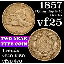 1857 Flying Eagle Cent 1c Grades vf+