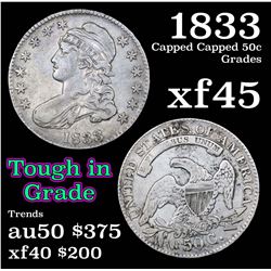 1833 Capped Bust Half Dollar 50c Grades xf+