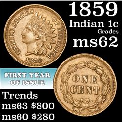 1859 Indian Cent 1c Grades Select Unc