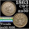 Image 1 : 1863 Crossed Cannons Civil War Token 1c Grades AU, Almost Unc