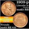 Image 1 : 1909-p Lincoln Cent 1c Grades Select Unc RB