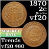 Image 1 : 1870 Two Cent Piece 2c Grades vf, very fine
