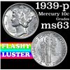 Image 1 : 1939-p Mercury Dime 10c Grades Select Unc