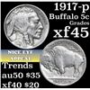 Image 1 : 1917-p Buffalo Nickel 5c Grades xf+