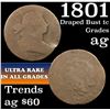 Image 1 : 1801 Draped Bust Large Cent 1c Grades ag