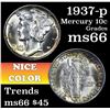 Image 1 : 1937-p Mercury Dime 10c Grades GEM+ Unc