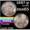 Image 1 : 1887-p Rainbow Toned Morgan Dollar $1 Grades GEM Unc