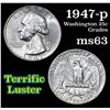 Image 1 : 1947-p Washington Quarter 25c Grades Select Unc