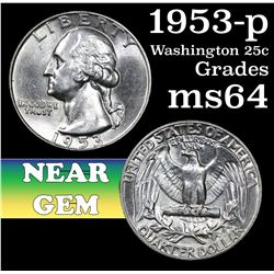 1953-p Washington Quarter 25c Grades Choice Unc