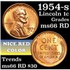 Image 1 : 1954-s Lincoln Cent 1c Grades GEM+ Unc RD