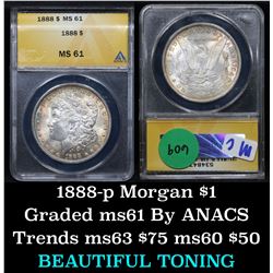ANACS 1888-p Morgan Dollar $1 Graded ms61 By Anacs