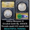 Image 1 : ANACS 1888-p Morgan Dollar $1 Graded ms61 By Anacs