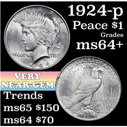 1924-p Peace Dollar $1 Grades Choice+ Unc