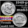 Image 1 : 1949-p Franklin Half Dollar 50c Grades Select Unc