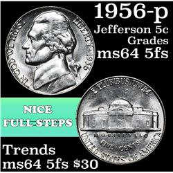 1956-p Jefferson Nickel 5c Grades Choice Unc 5fs