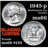 Image 1 : 1945-p Washington Quarter 25c Grades GEM+ Unc