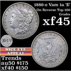 1886-o vam 1a 'E' On Reverse Top 100 Morgan Dollar $1 Grades xf+