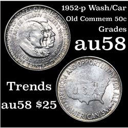 1952-p Wash/Car Old Commem Half Dollar 50c Grades Choice AU/BU Slider