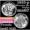 Image 1 : 1935-p Mercury Dime 10c Grades GEM++ Unc