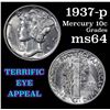 Image 1 : 1937-p Mercury Dime 10c Grades Choice Unc