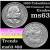 Image 1 : 1893 Columbian Old Commem Half Dollar 50c Grades Select Unc