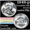 Image 1 : 1949-p Franklin Half Dollar 50c Grades Choice Unc FBL